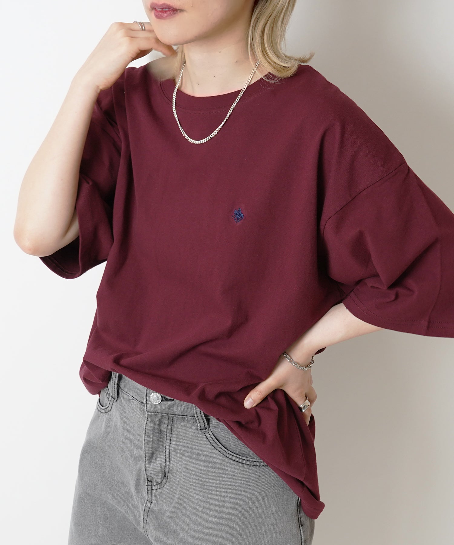 【POLO BCS】別注 ワンポイント刺繍 ベーシック  ビッグシルエット半袖Tシャツ