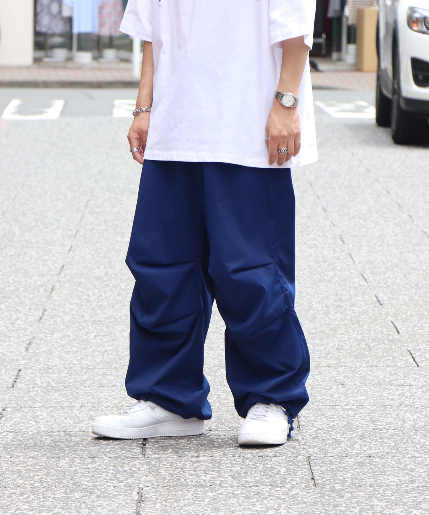 ワイドパラシュートパンツ 裾ドローコード スノーパンツ