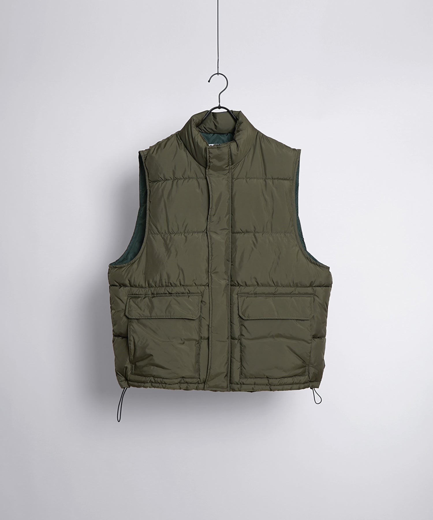 ビッグシルエット スタンドカラー ファイバーダウンベスト