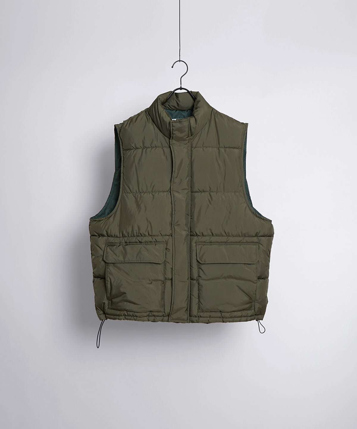 ビッグシルエット スタンドカラー ファイバーダウンベスト