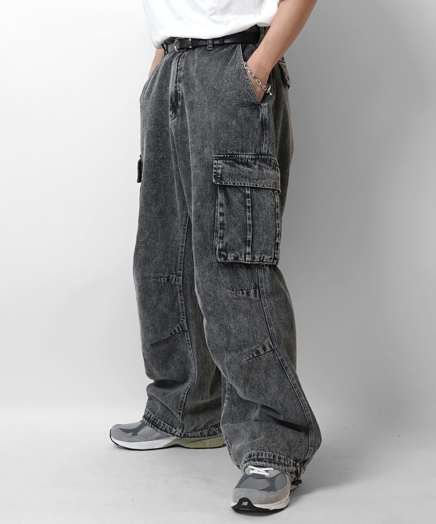 【新色追加】ヴィンテージメイク レトロライク ケミカルウォッシュ ワイドカーゴ デニムパンツ