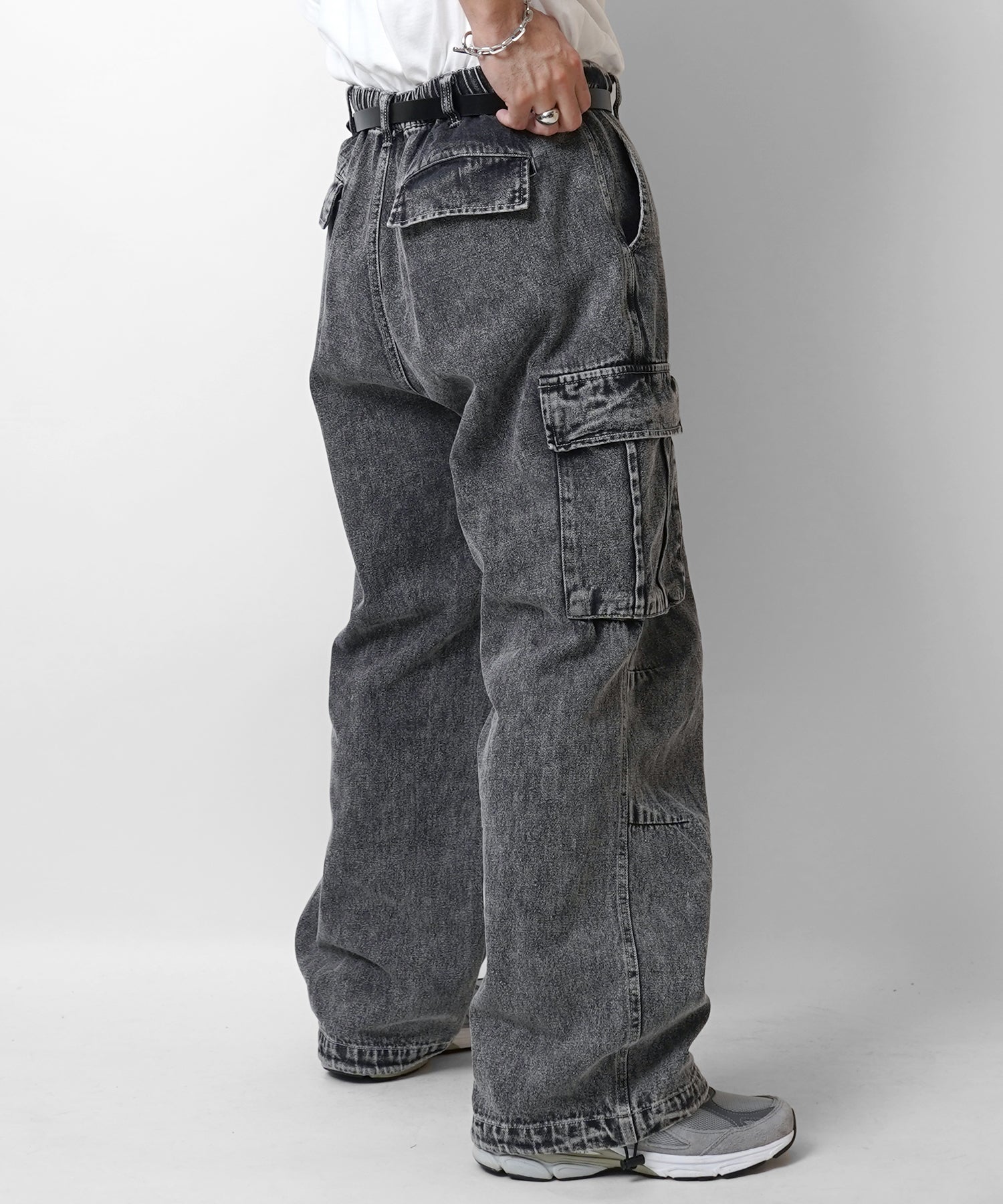 【新色追加】ヴィンテージメイク レトロライク ケミカルウォッシュ ワイドカーゴ デニムパンツ