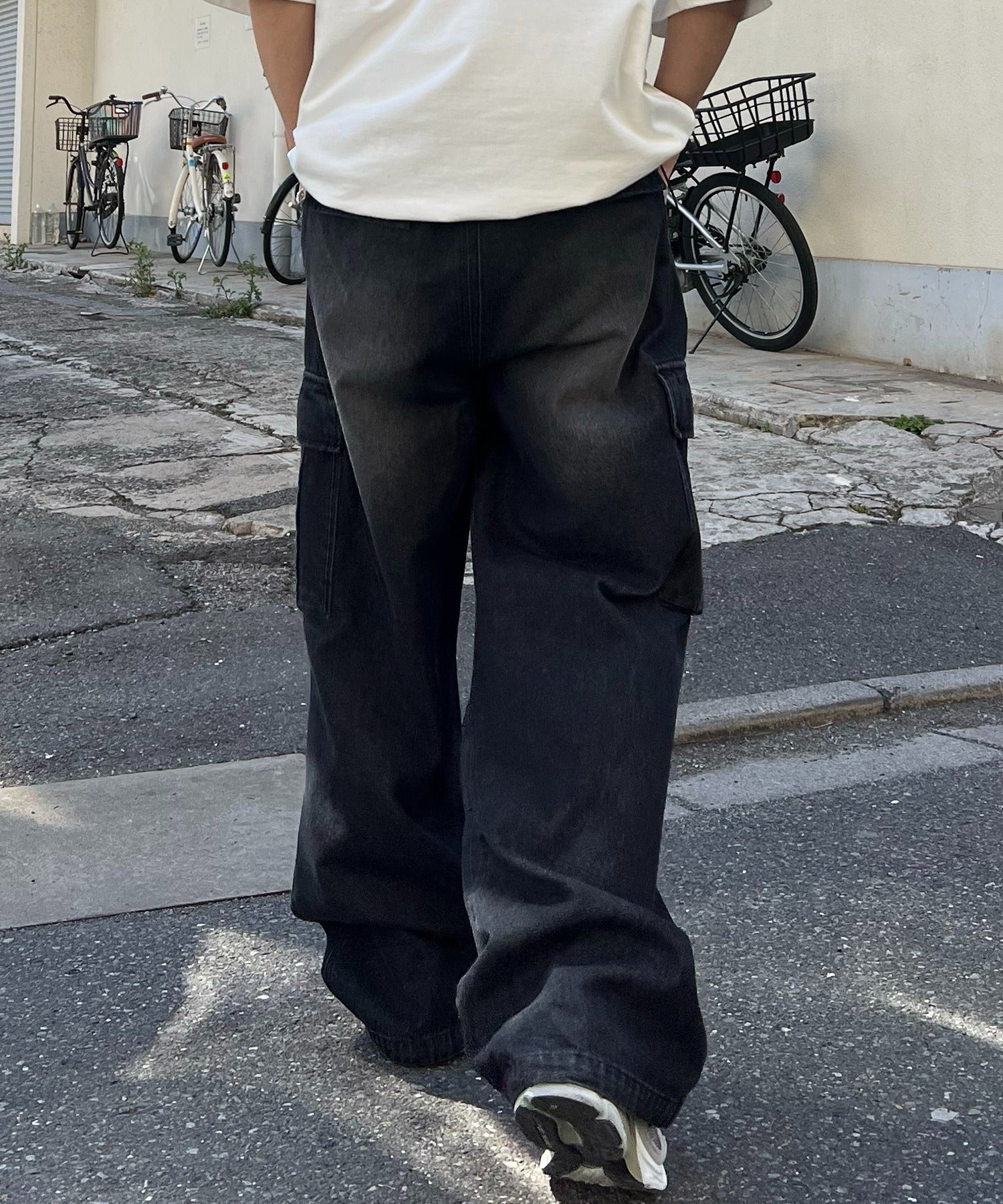 【新色追加】ヴィンテージメイク レトロライク ケミカルウォッシュ ワイドカーゴ デニムパンツ