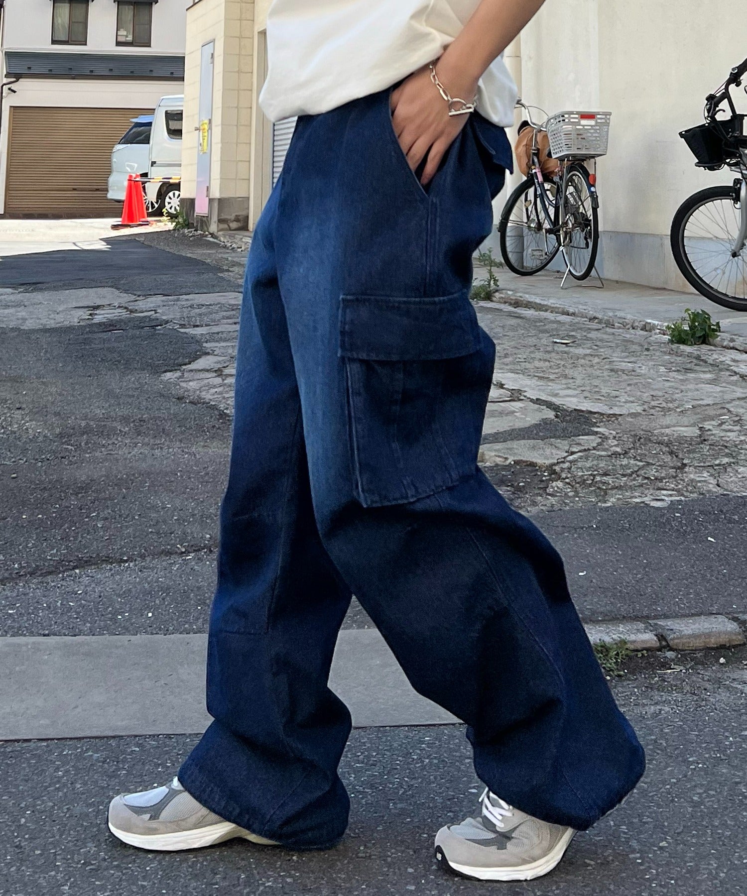 【新色追加】ヴィンテージメイク レトロライク ケミカルウォッシュ ワイドカーゴ デニムパンツ