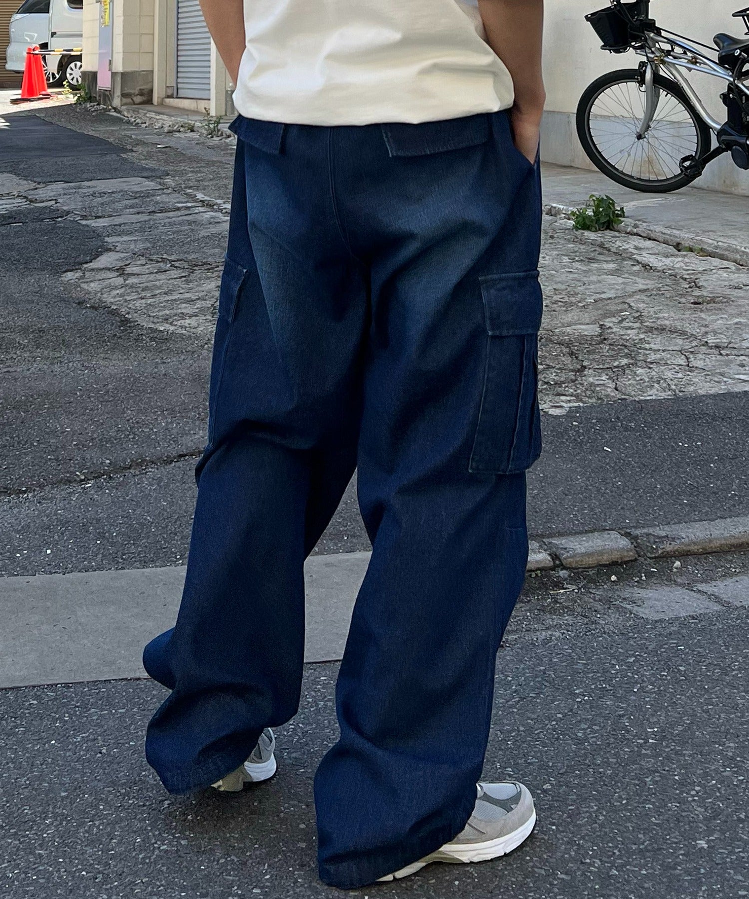 【新色追加】ヴィンテージメイク レトロライク ケミカルウォッシュ ワイドカーゴ デニムパンツ
