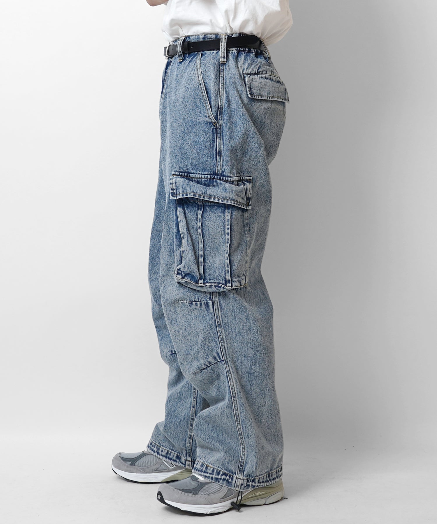 【新色追加】ヴィンテージメイク レトロライク ケミカルウォッシュ ワイドカーゴ デニムパンツ