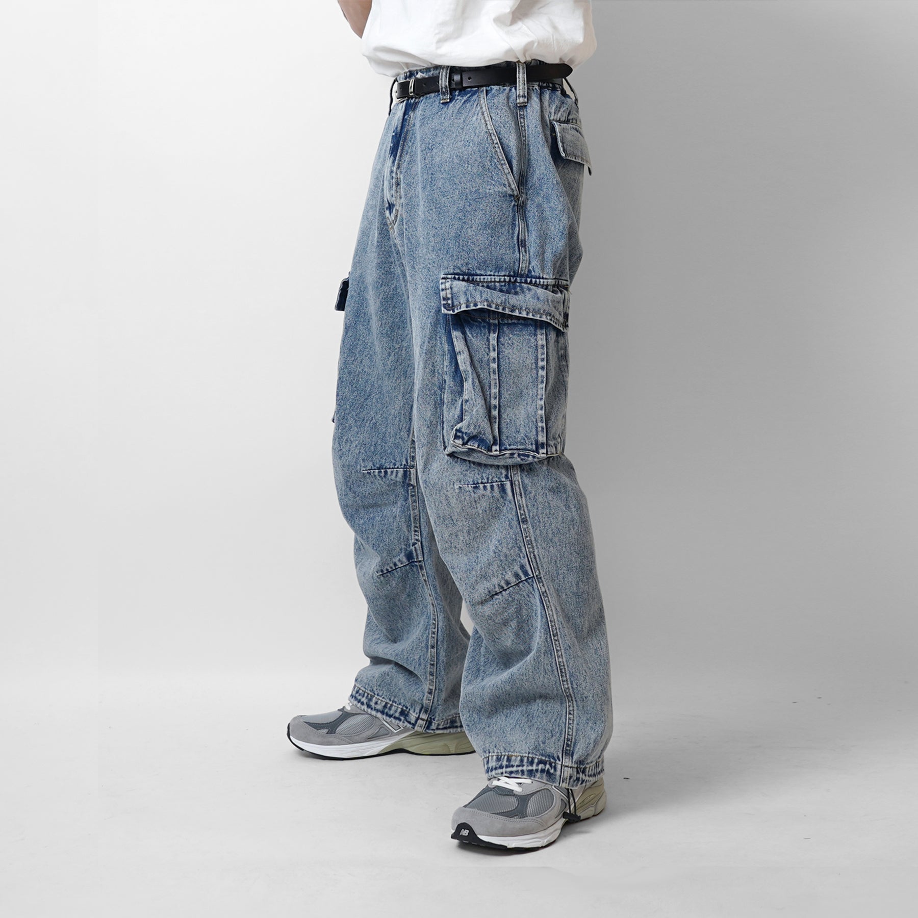 【新色追加】ヴィンテージメイク レトロライク ケミカルウォッシュ ワイドカーゴ デニムパンツ