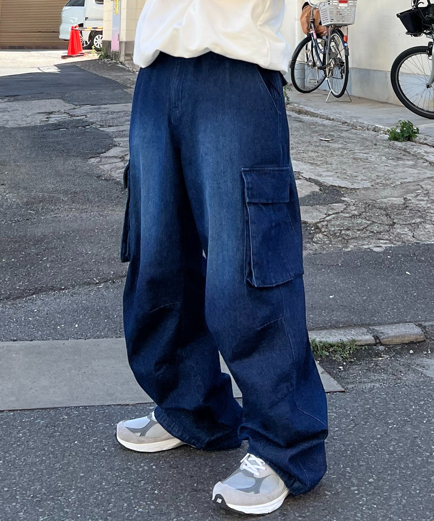 【新色追加】ヴィンテージメイク レトロライク ケミカルウォッシュ ワイドカーゴ デニムパンツ
