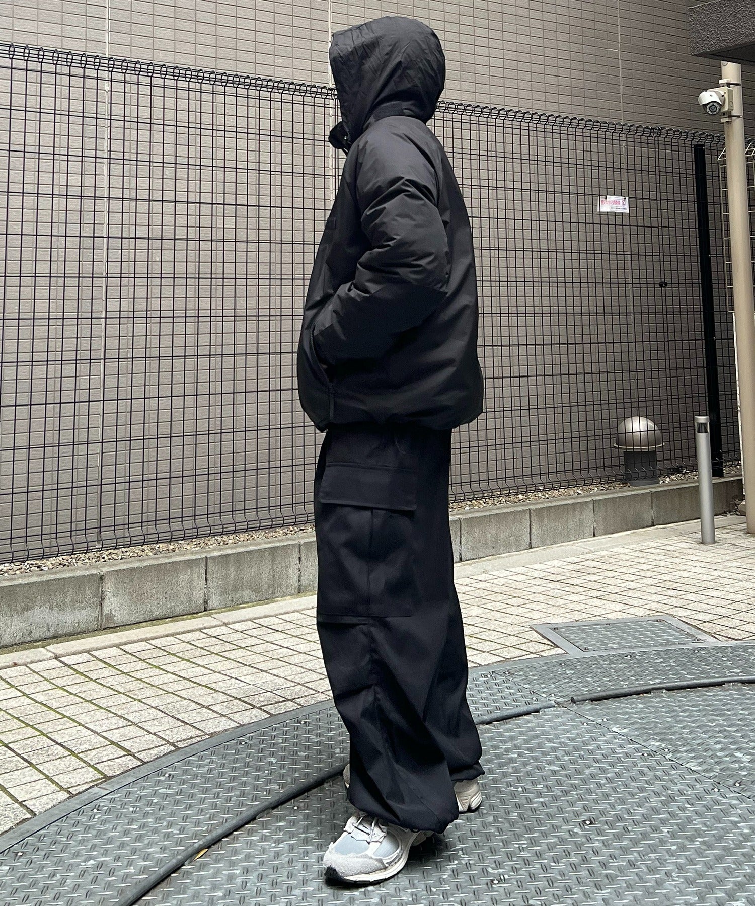 2way フード付き ビッグシルエット スタンドカラー エコダウン ファイバーダウン ミリタリージャケット