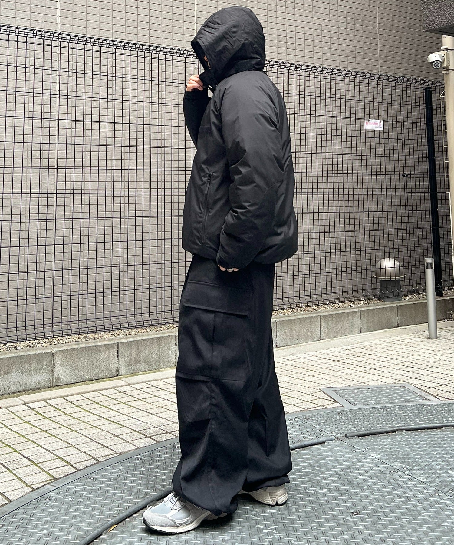 2way フード付き ビッグシルエット スタンドカラー エコダウン ファイバーダウン ミリタリージャケット
