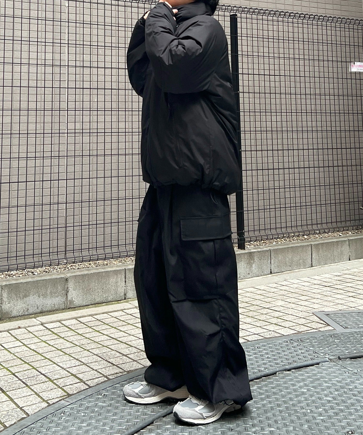 2way フード付き ビッグシルエット スタンドカラー エコダウン ファイバーダウン ミリタリージャケット