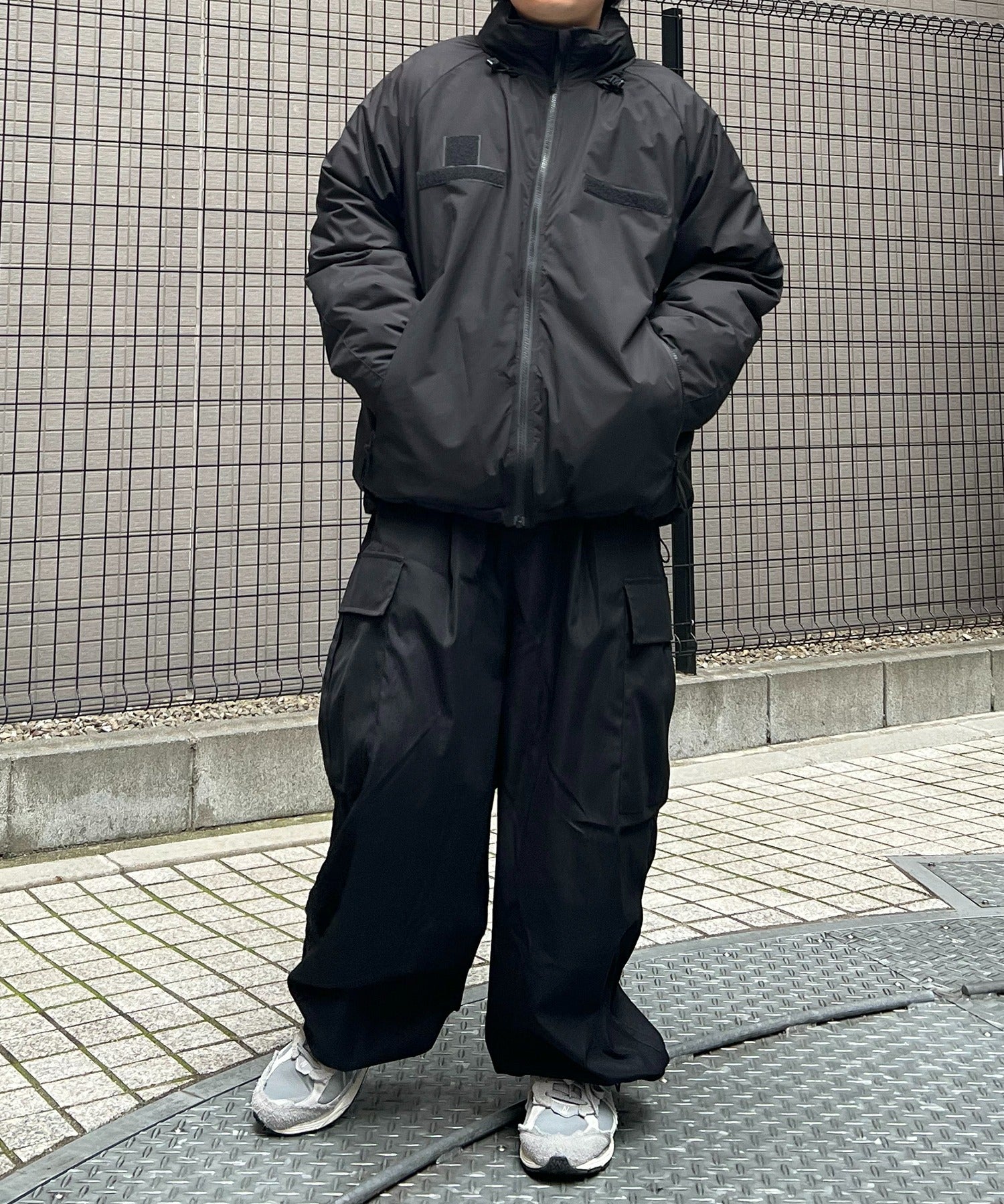 2way フード付き ビッグシルエット スタンドカラー エコダウン ファイバーダウン ミリタリージャケット