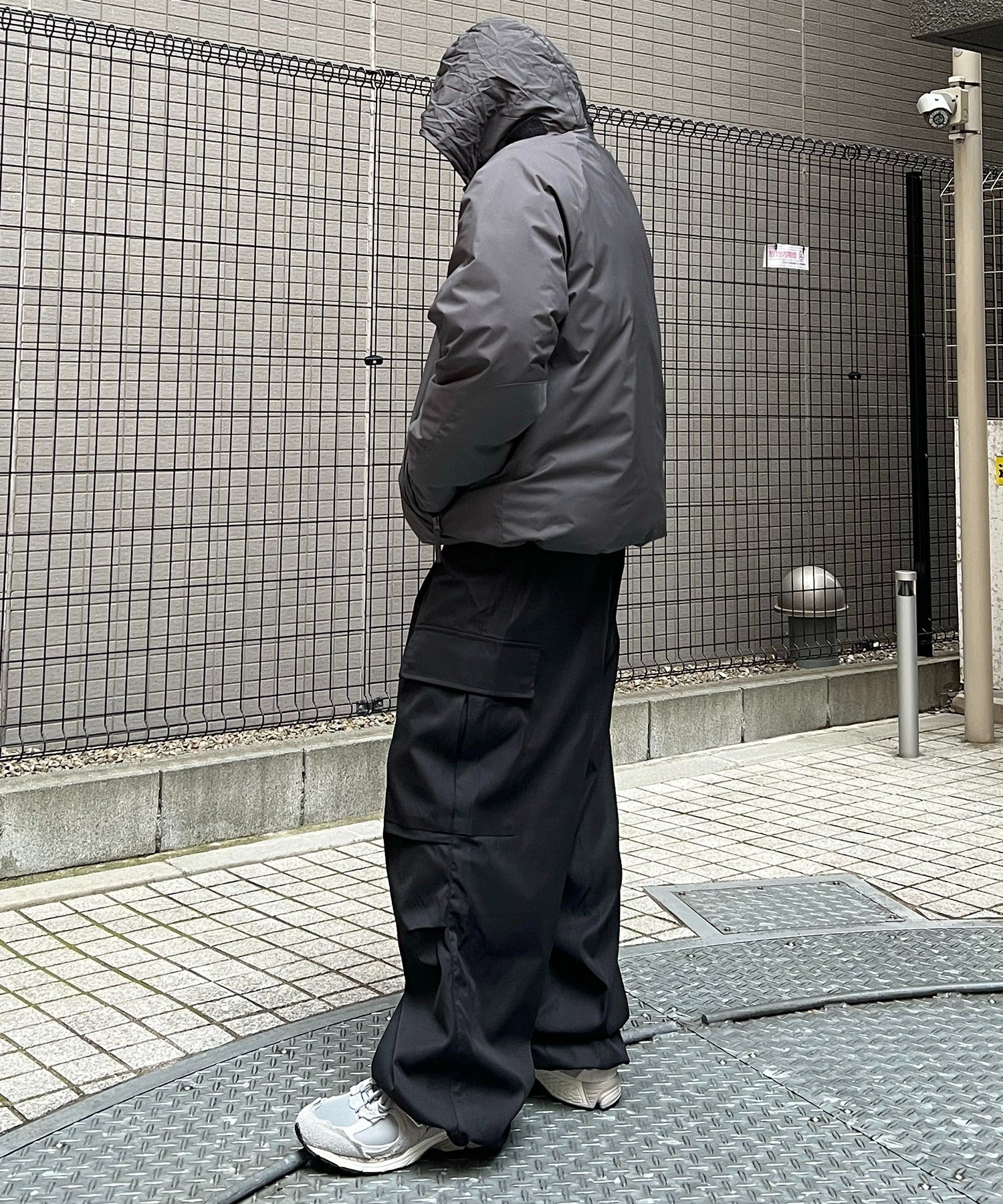 2way フード付き ビッグシルエット スタンドカラー エコダウン ファイバーダウン ミリタリージャケット