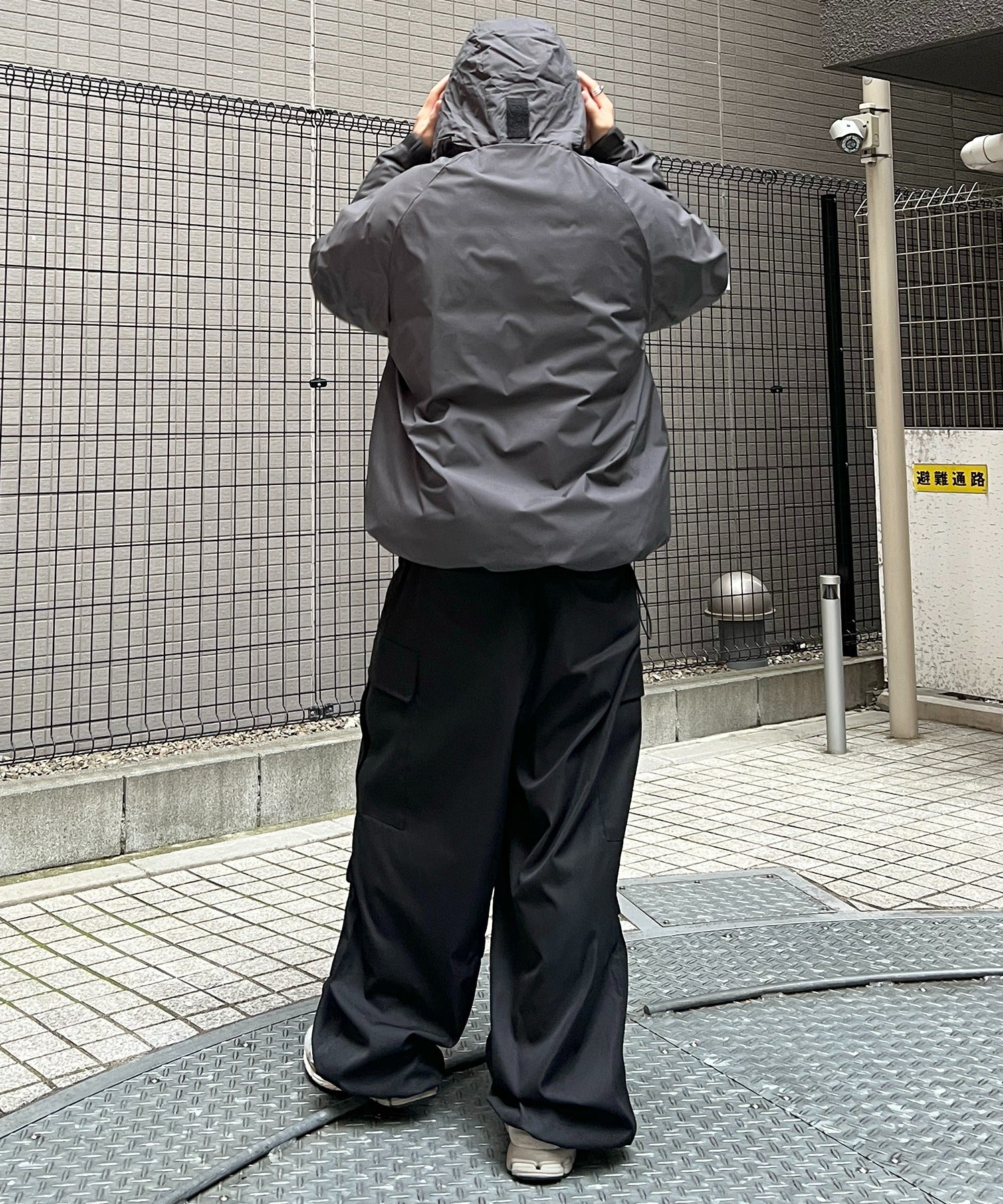 2way フード付き ビッグシルエット スタンドカラー エコダウン ファイバーダウン ミリタリージャケット