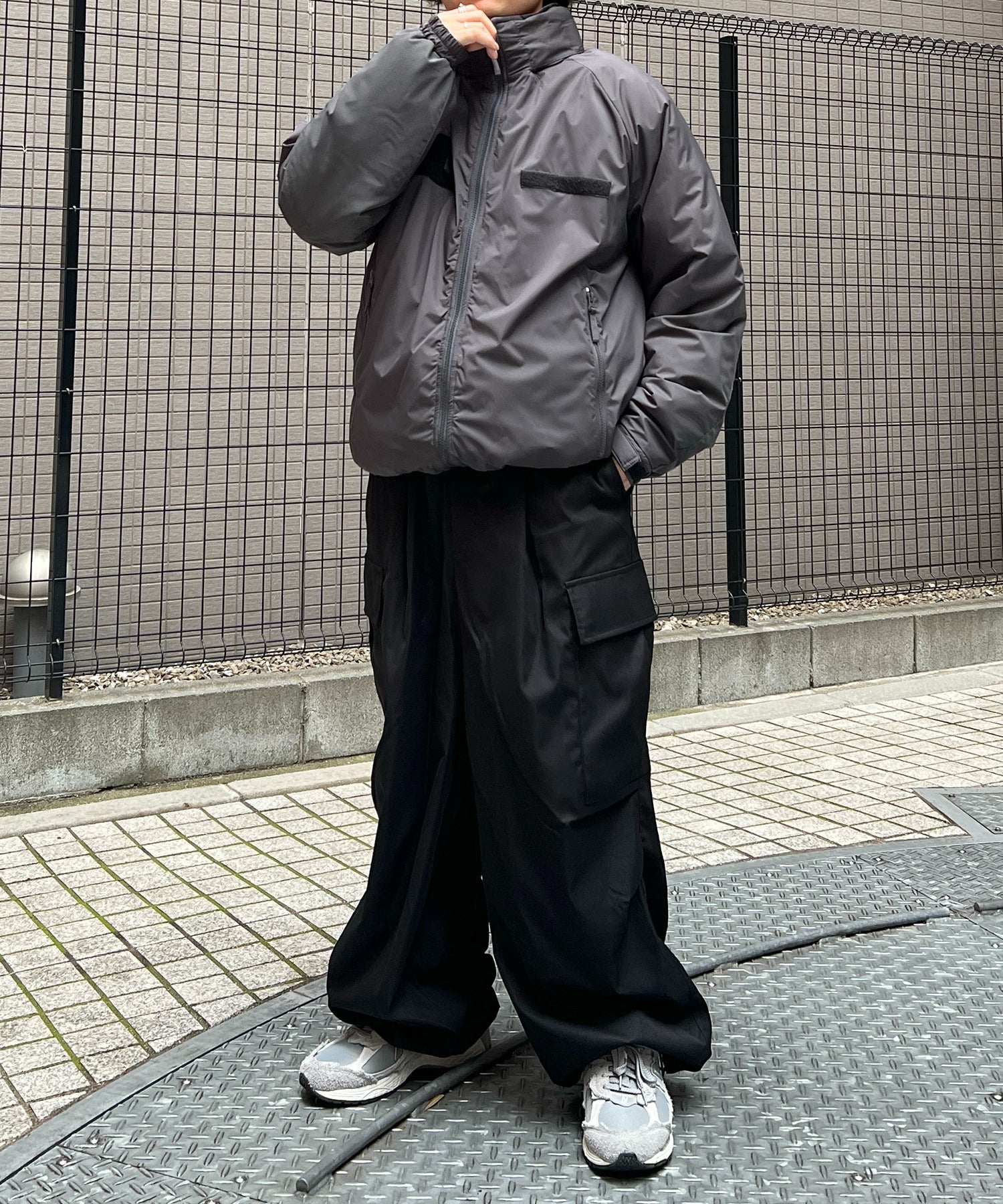 2way フード付き ビッグシルエット スタンドカラー エコダウン ファイバーダウン ミリタリージャケット