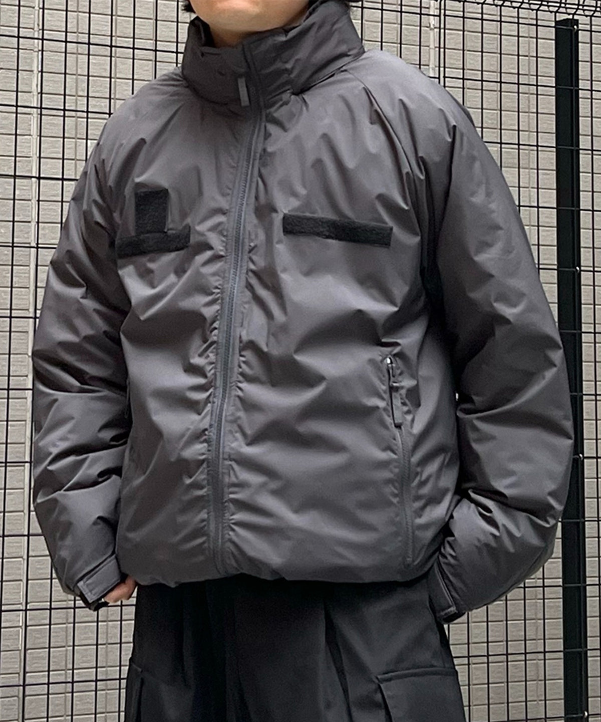 2way フード付き ビッグシルエット スタンドカラー エコダウン ファイバーダウン ミリタリージャケット