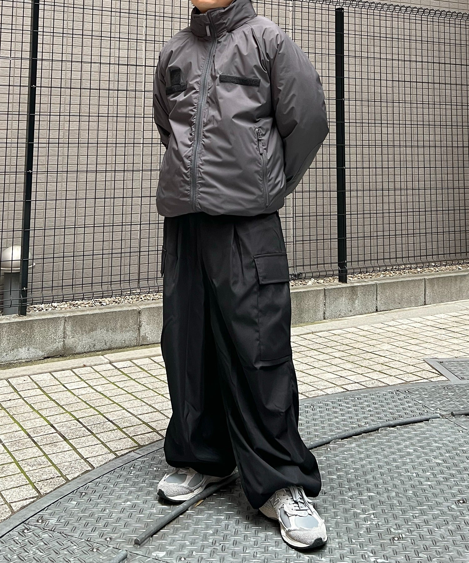 2way フード付き ビッグシルエット スタンドカラー エコダウン ファイバーダウン ミリタリージャケット