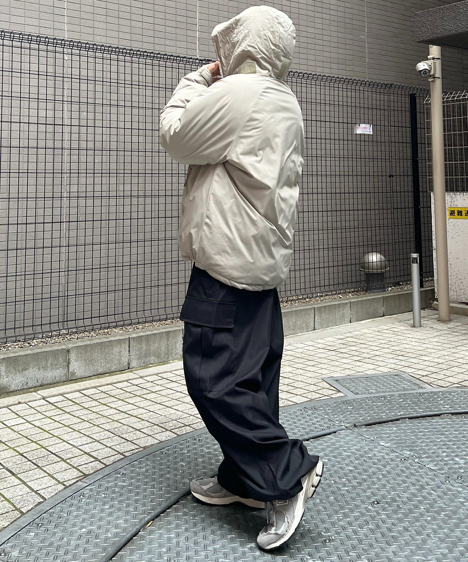 2way フード付き ビッグシルエット スタンドカラー エコダウン ファイバーダウン ミリタリージャケット