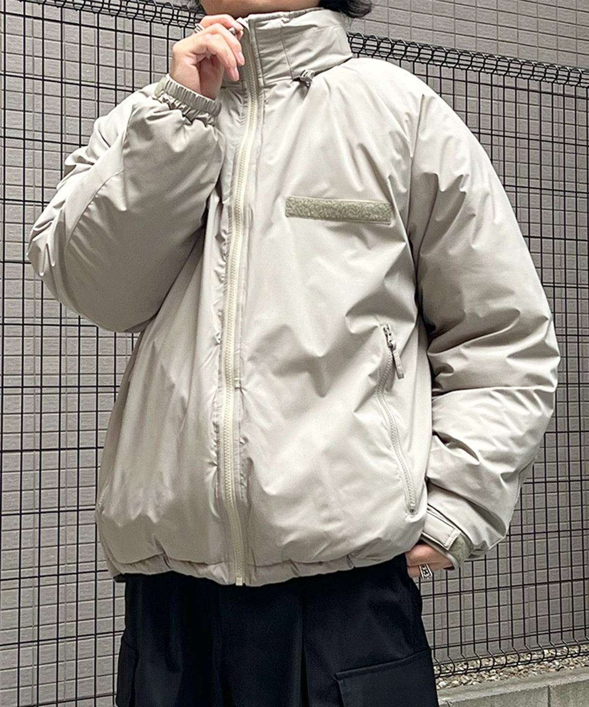 2way フード付き ビッグシルエット スタンドカラー エコダウン ファイバーダウン ミリタリージャケット