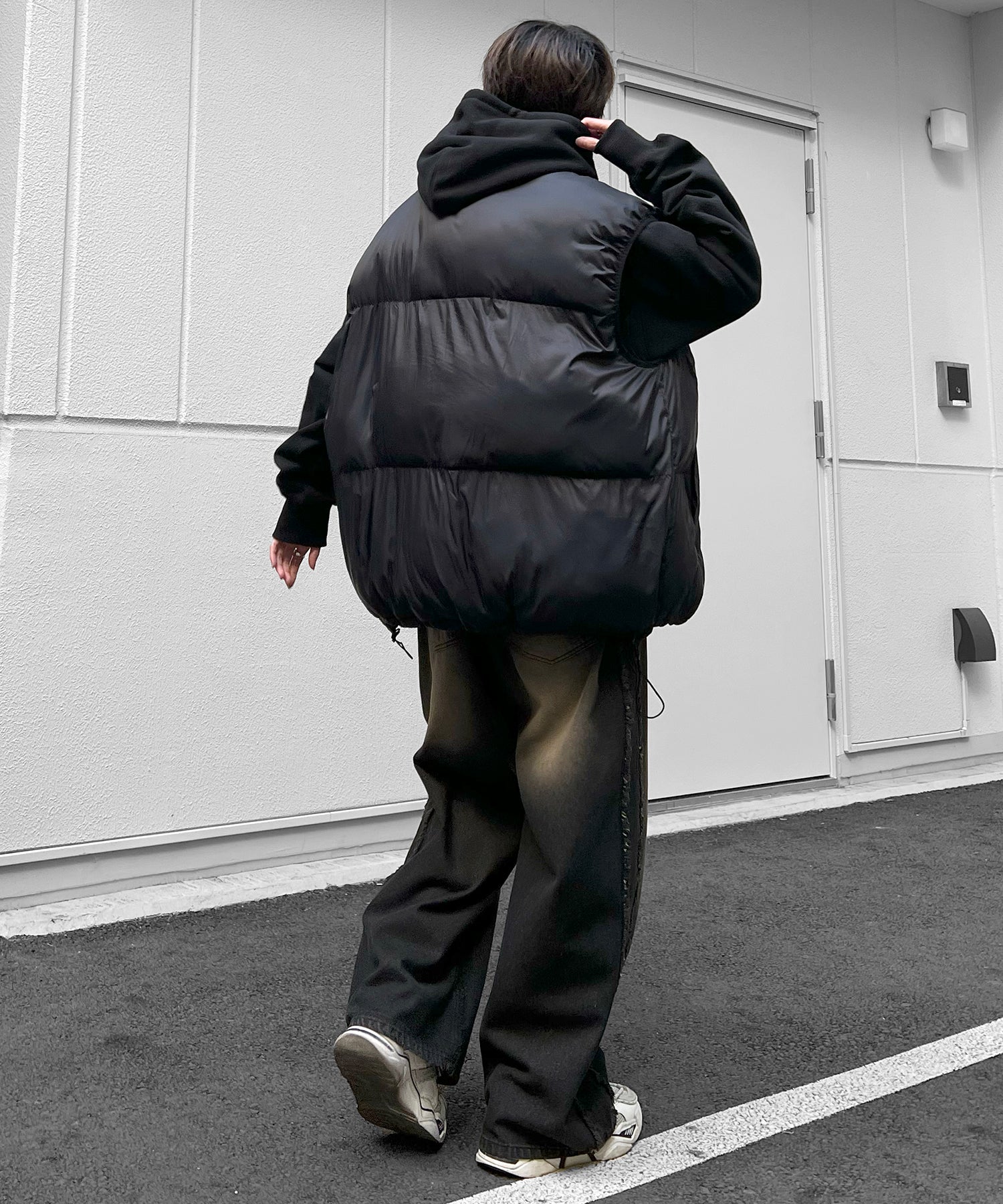 【96thes SELECT】ヴィンテージライク サイドフリンジライン ワイドデニムパンツ