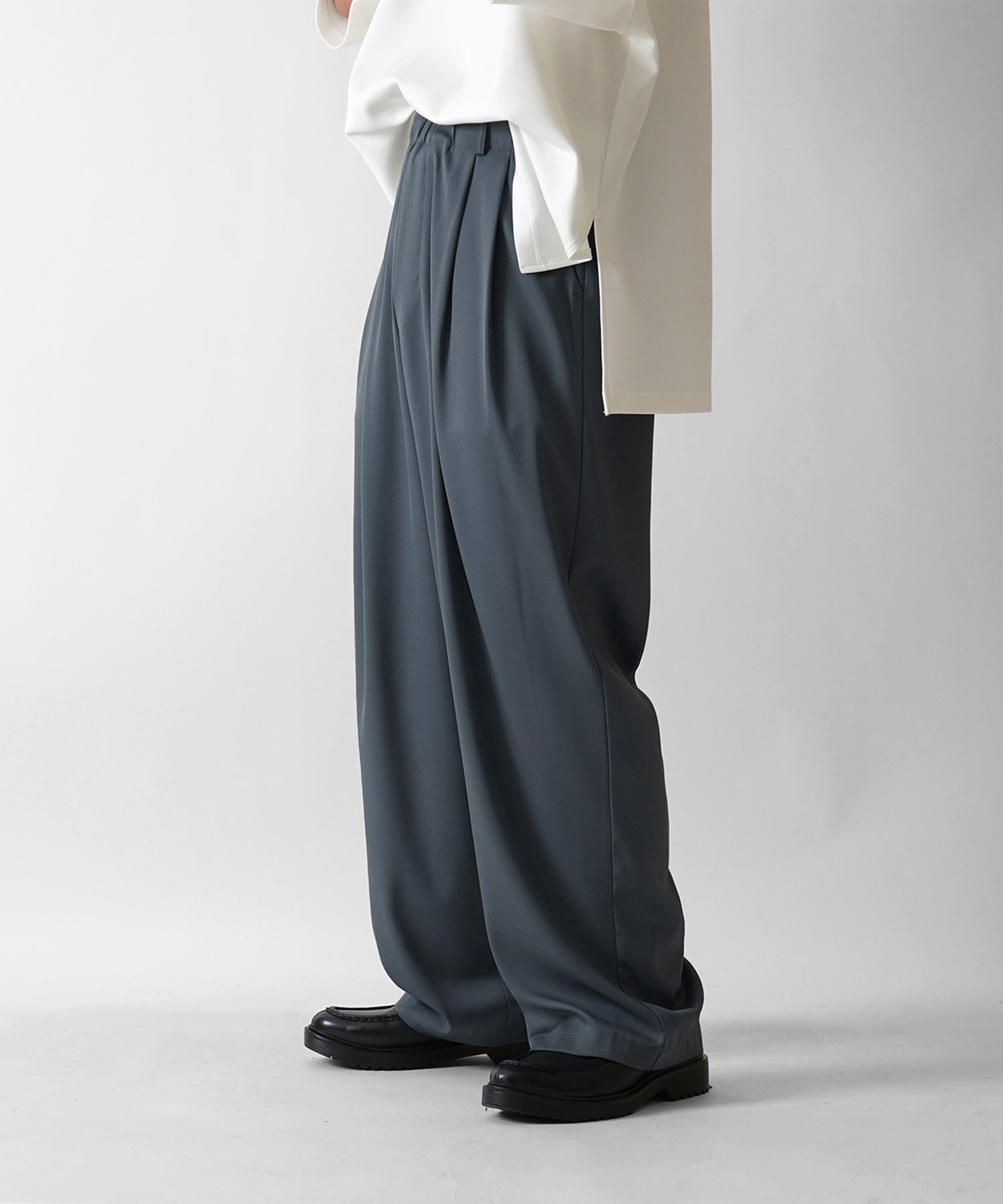 25SS【セットアップ対応】新色追加 ドレープとろみ リラックスイージー ワイドテーパードパンツ