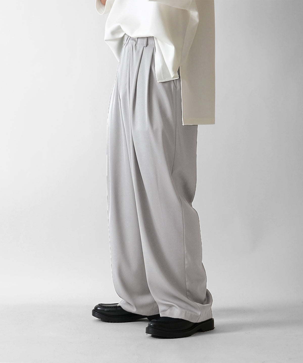 25SS【セットアップ対応】新色追加 ドレープとろみ リラックスイージー ワイドテーパードパンツ
