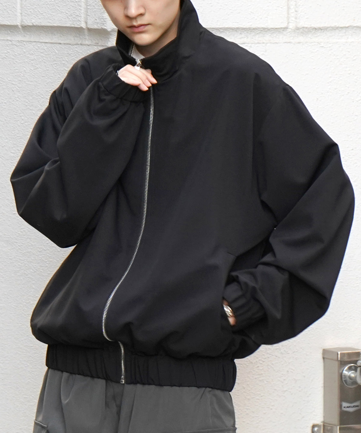 ビッグシルエット スタンドネックブルゾン フルジップジャケット