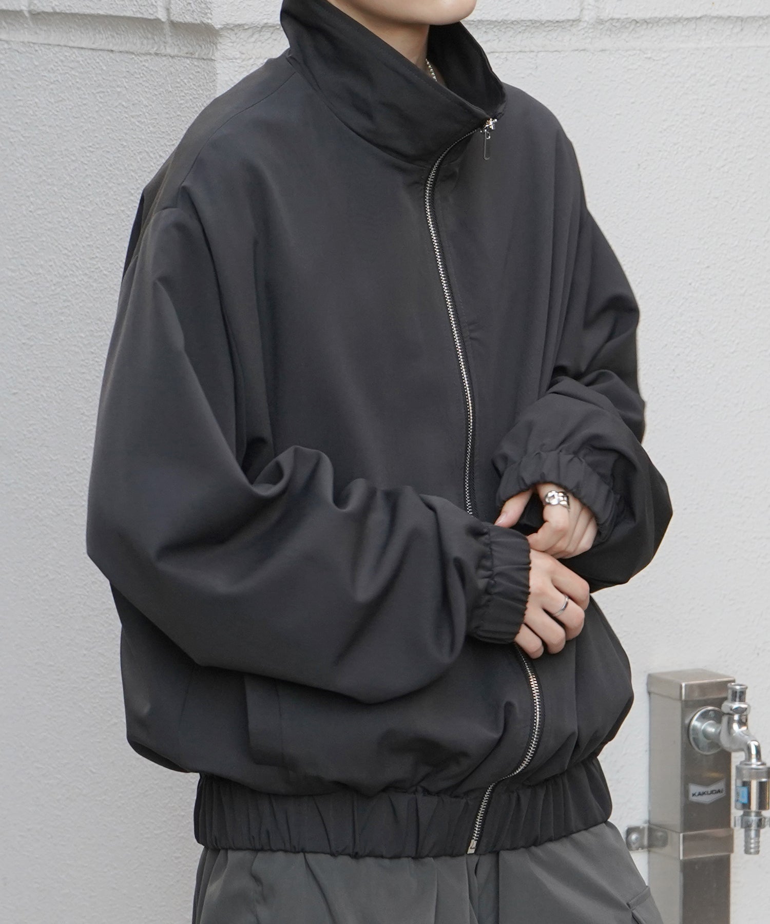 ビッグシルエット スタンドネックブルゾン フルジップジャケット