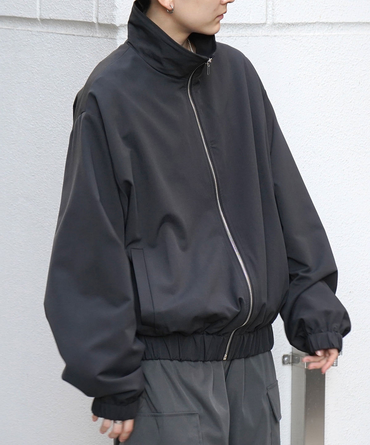 ビッグシルエット スタンドネックブルゾン フルジップジャケット
