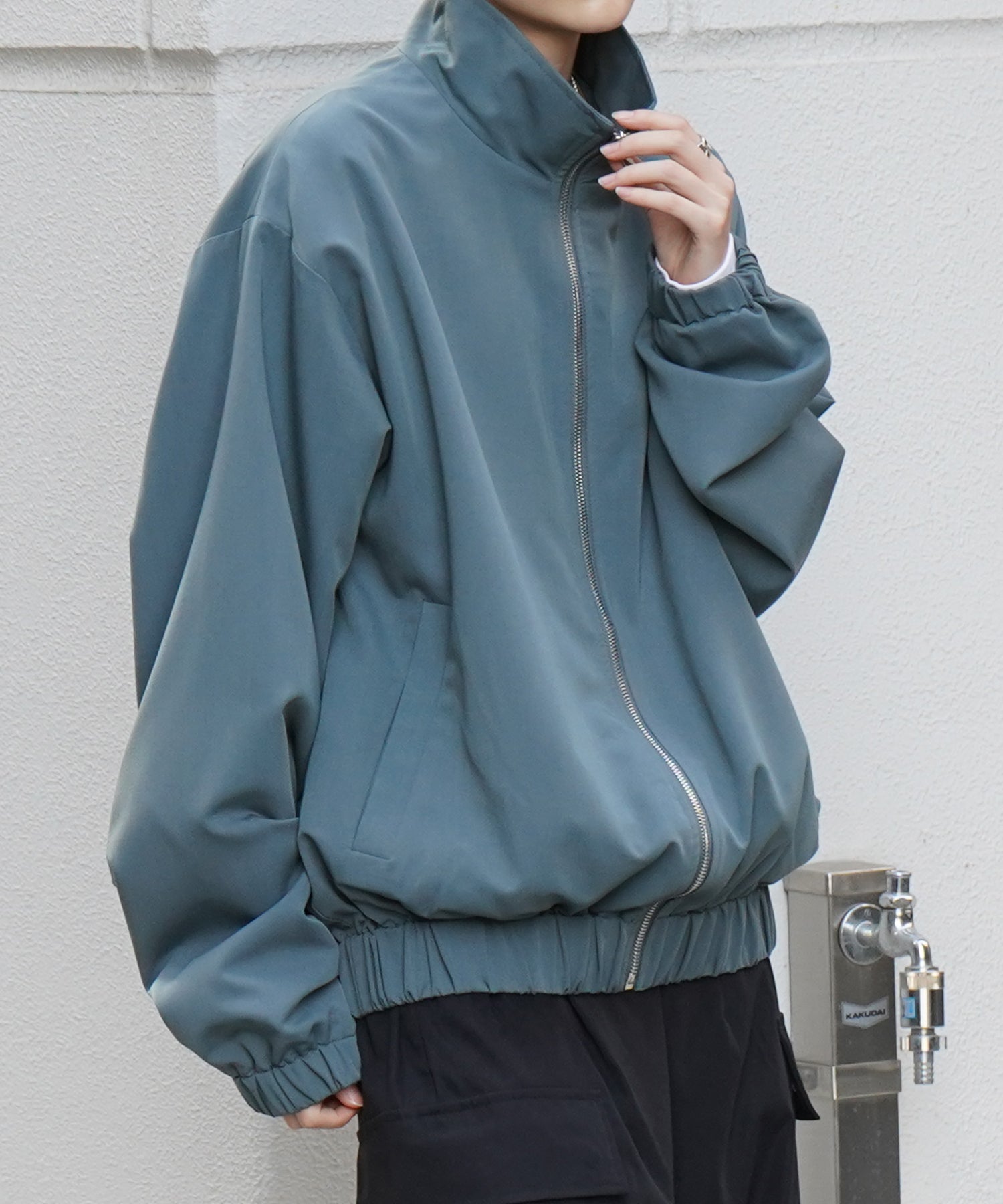 ビッグシルエット スタンドネックブルゾン フルジップジャケット