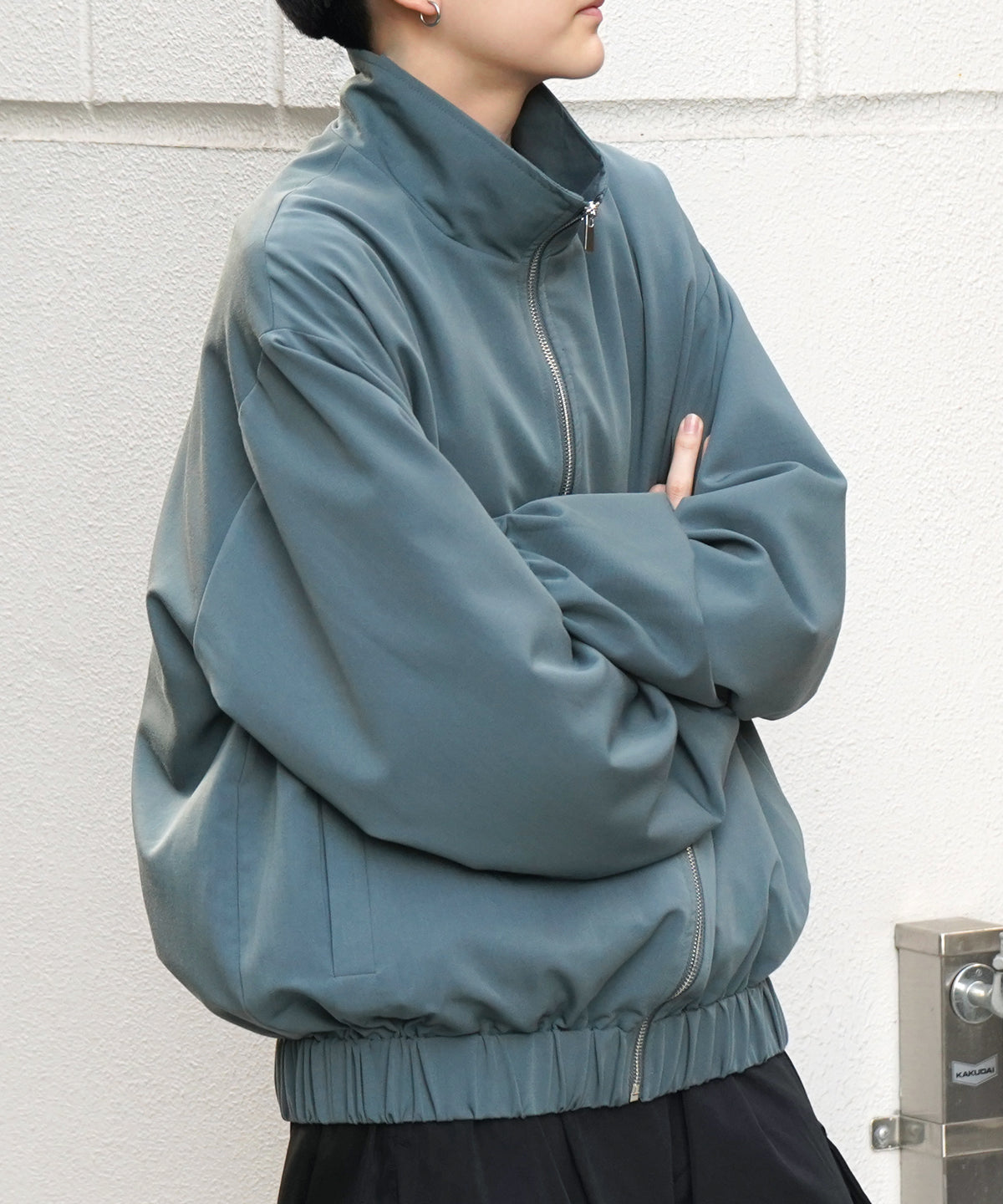 ビッグシルエット スタンドネックブルゾン フルジップジャケット