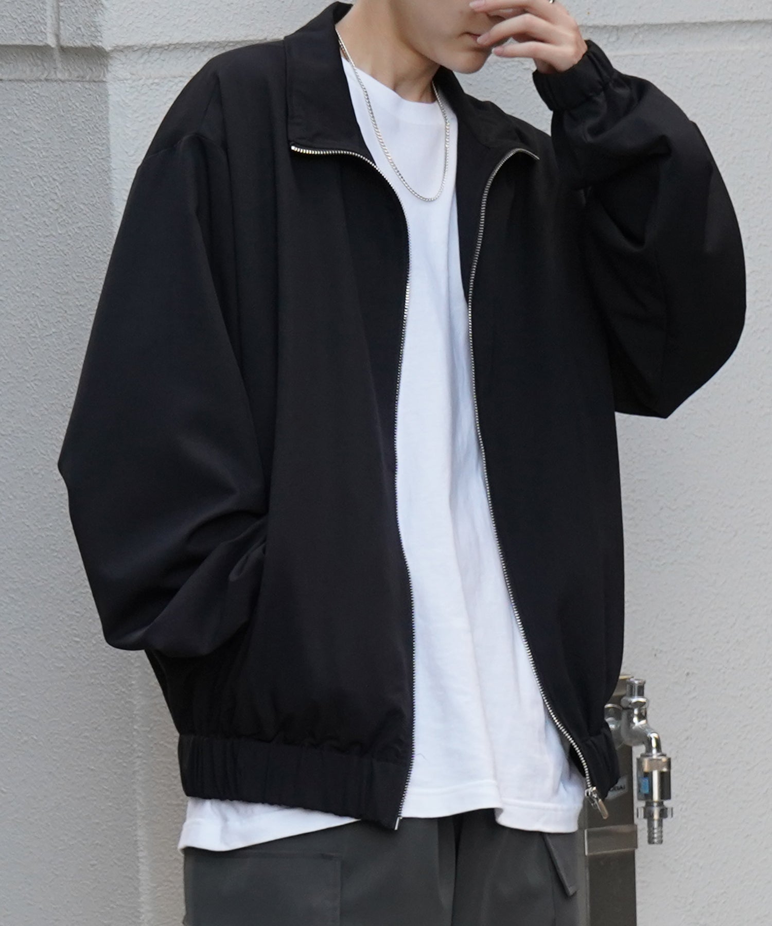 ビッグシルエット スタンドネックブルゾン フルジップジャケット