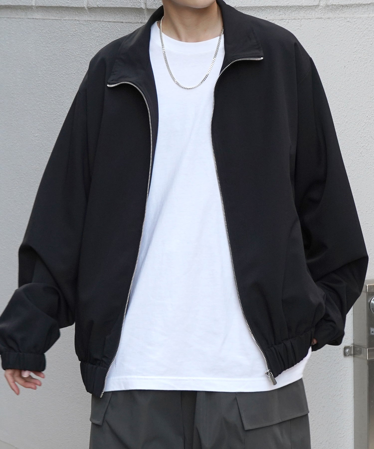 ビッグシルエット スタンドネックブルゾン フルジップジャケット