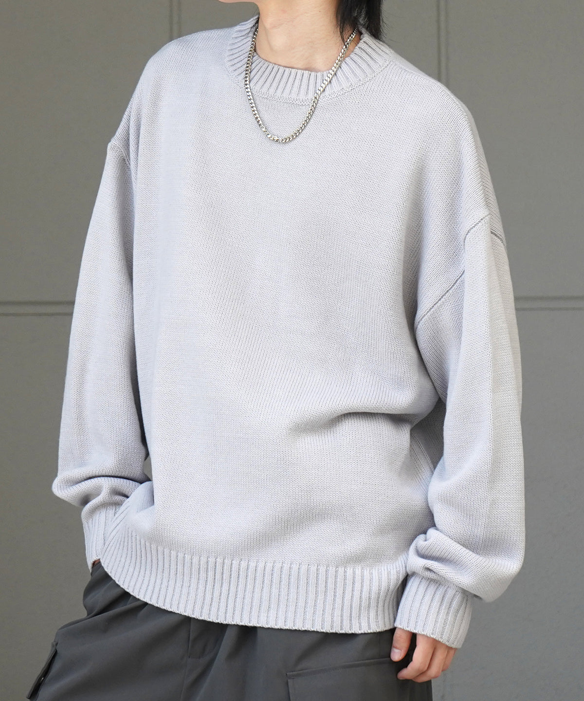ルーズシルエット クルーネック ナチュラルベーシックプルオーバーニット