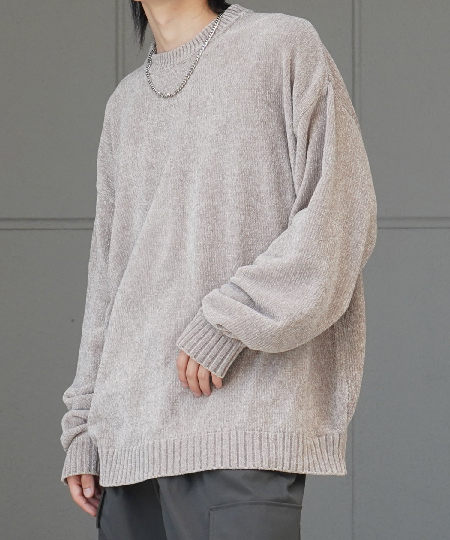 ルーズシルエット クルーネック ナチュラルベーシックプルオーバーニット