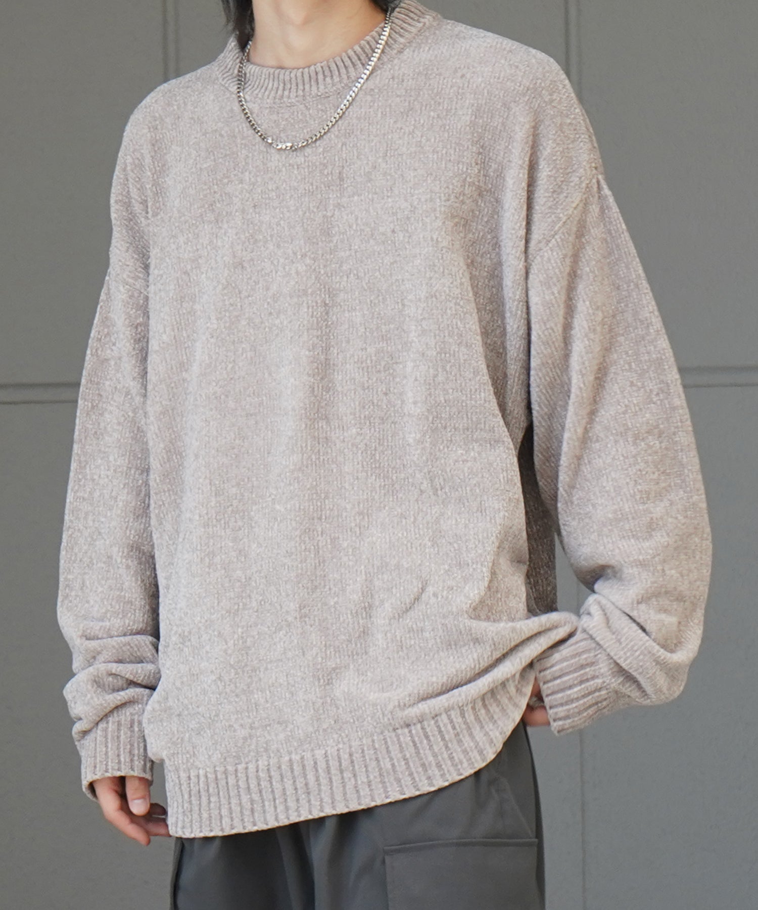 ルーズシルエット クルーネック ナチュラルベーシックプルオーバーニット