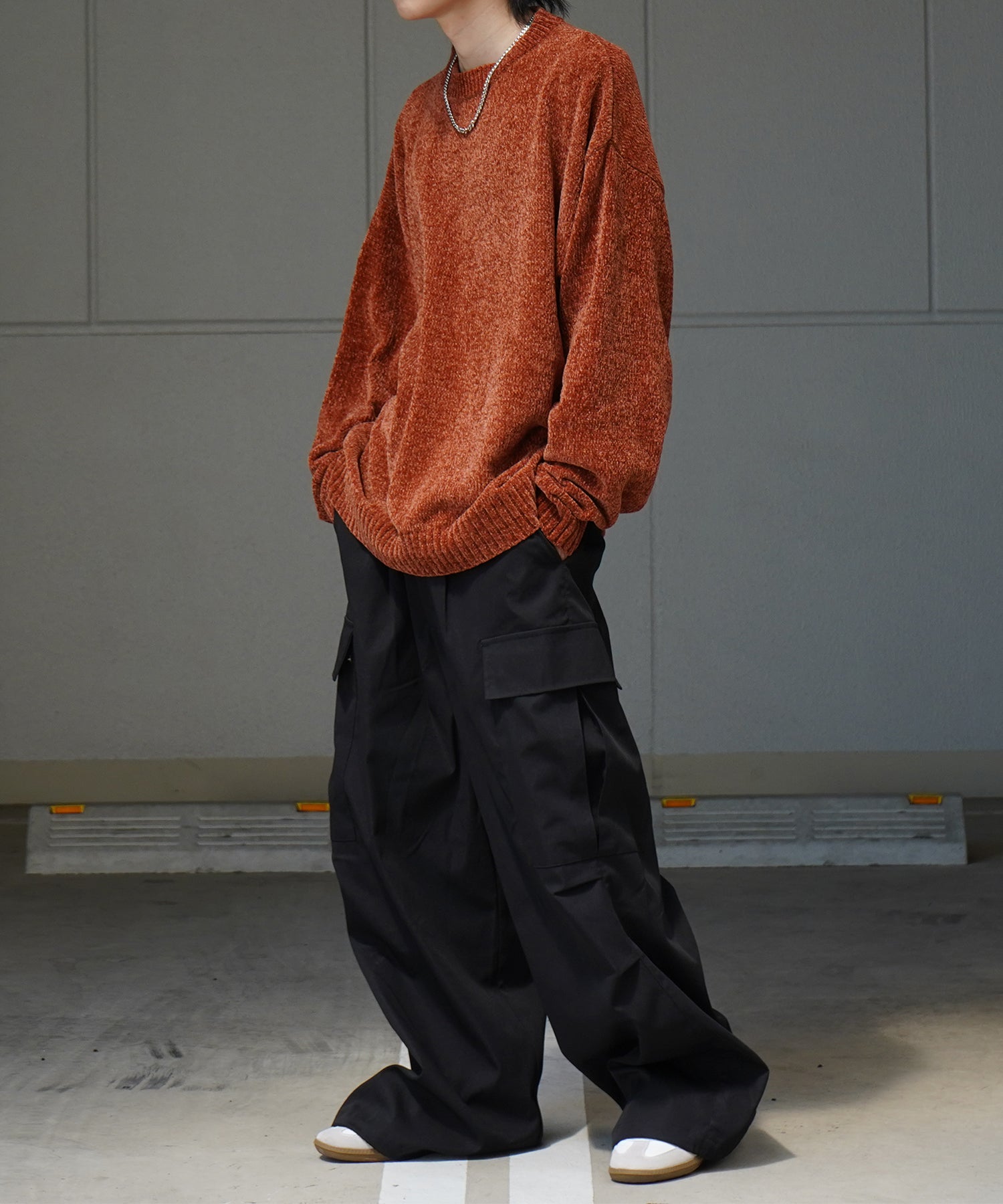 ルーズシルエット クルーネック ナチュラルベーシックプルオーバーニット