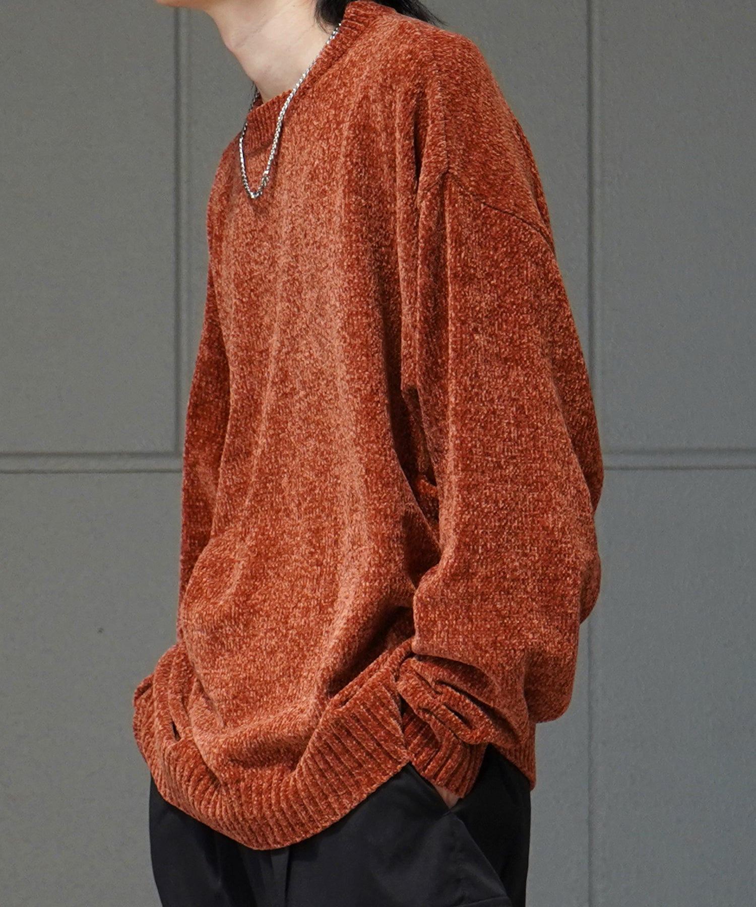 ルーズシルエット クルーネック ナチュラルベーシックプルオーバーニット