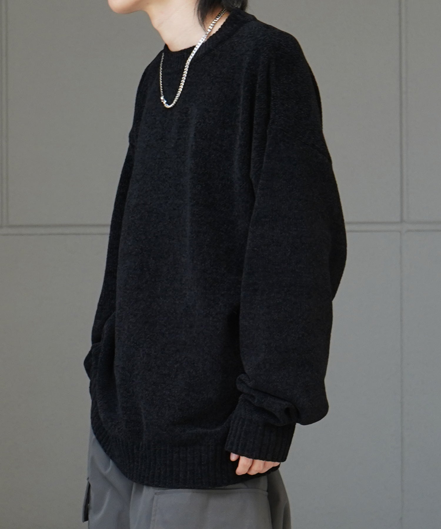 ルーズシルエット クルーネック ナチュラルベーシックプルオーバーニット