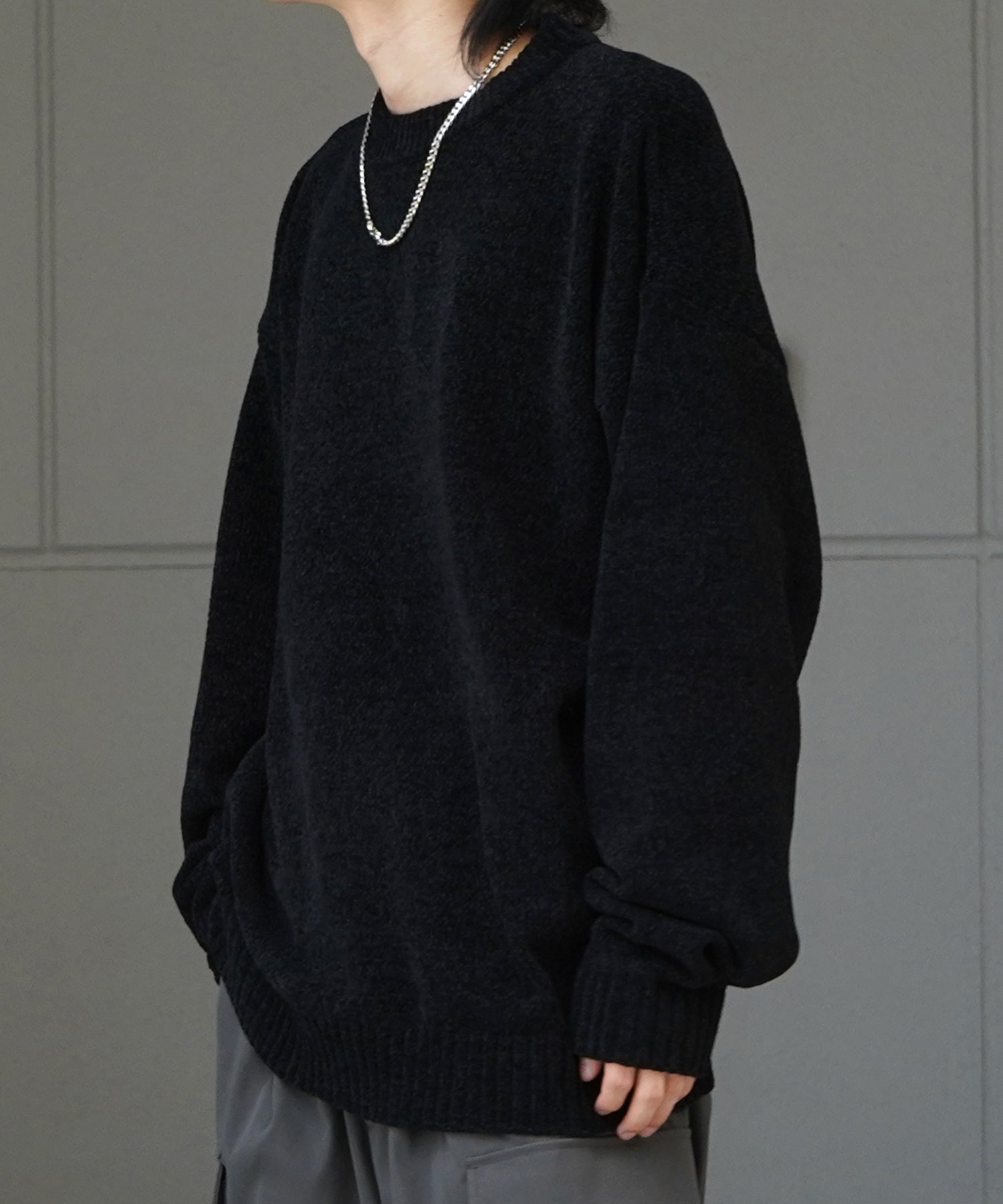 ルーズシルエット クルーネック ナチュラルベーシックプルオーバーニット