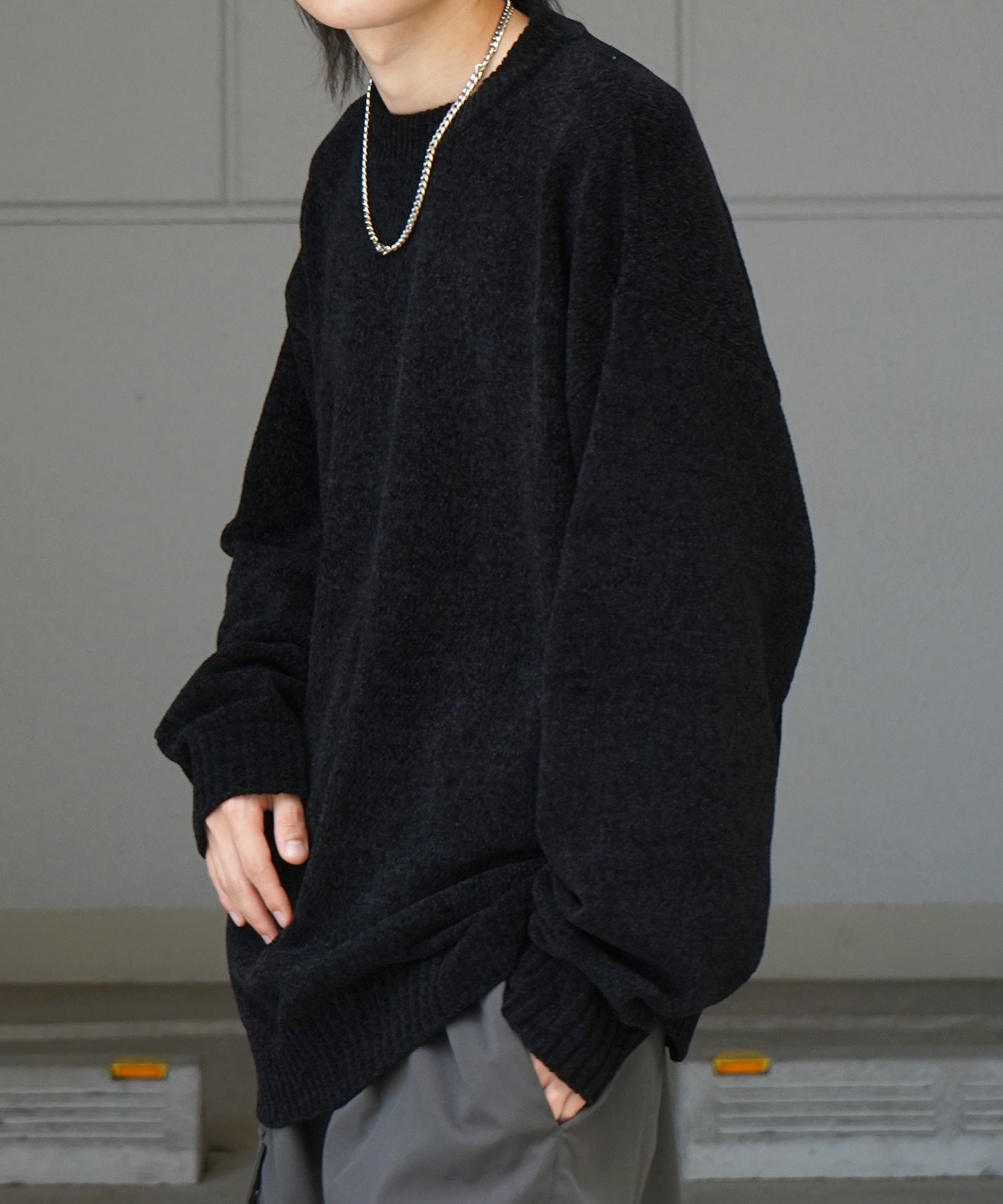 ルーズシルエット クルーネック ナチュラルベーシックプルオーバーニット