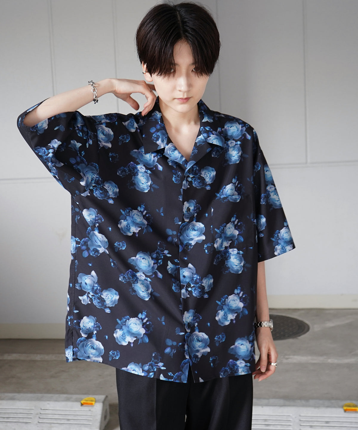 ビッグシルエット オープンカラー総柄半袖シャツ フラワー / 幾何学 25SS