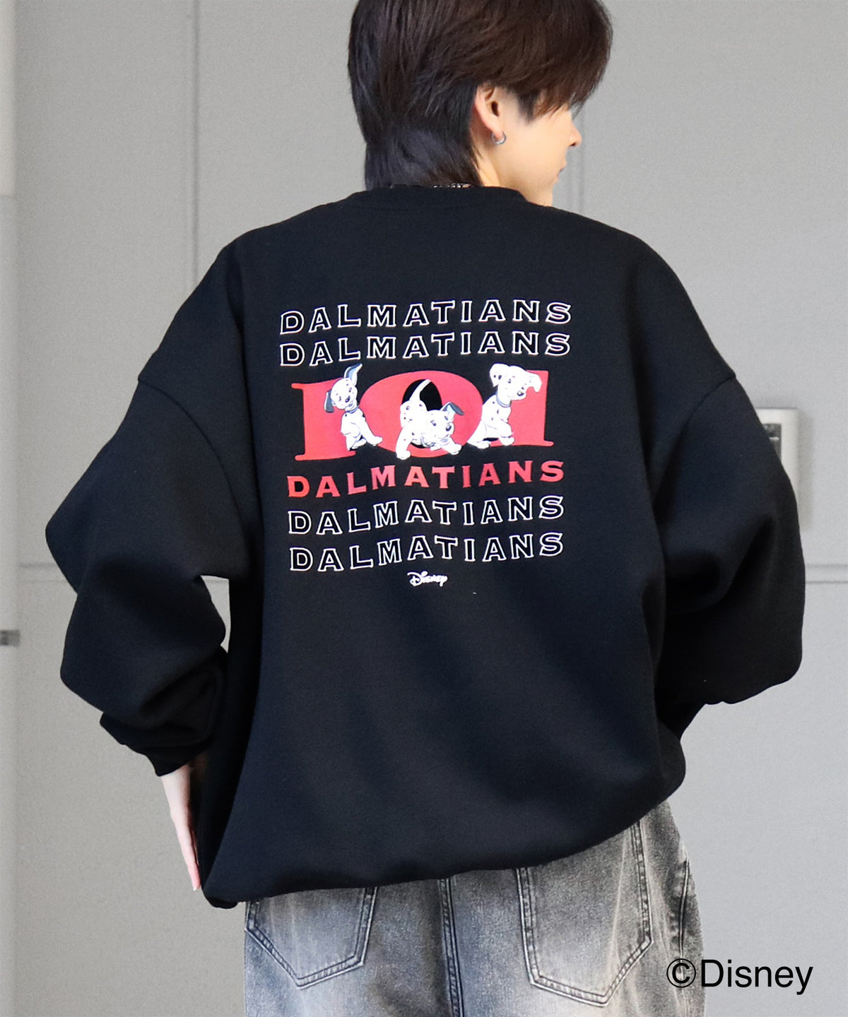 【Disney / ディスニー】 101わんちゃん バックプリント ビッグシルエットプルオーバー クルースウェット