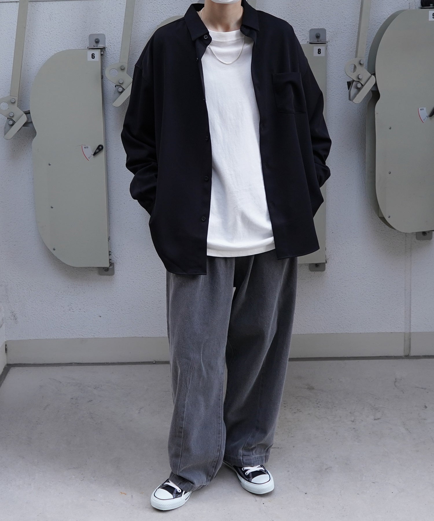24SS ルーズシルエット ベーシック長袖シャツ