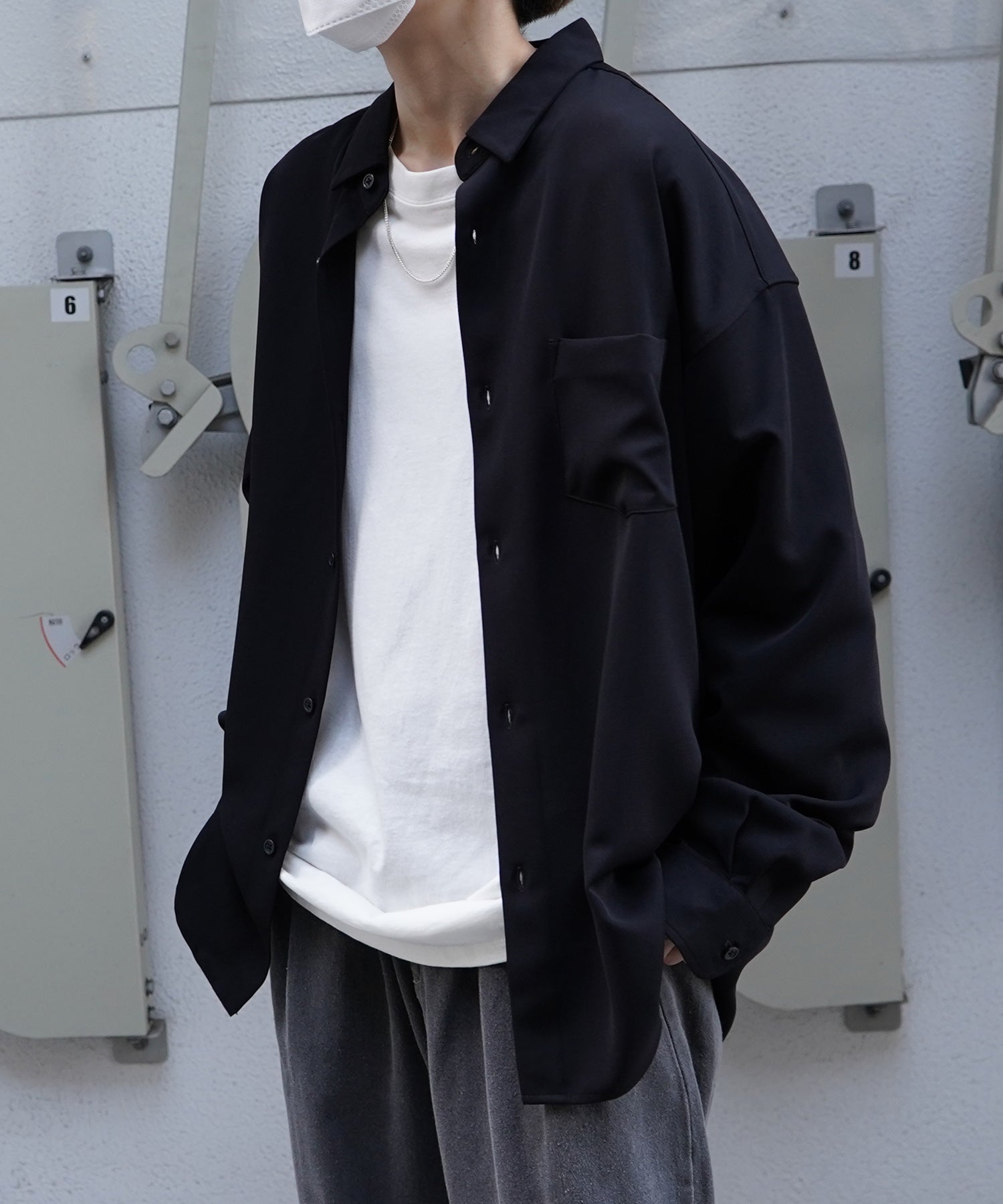 24SS ルーズシルエット ベーシック長袖シャツ