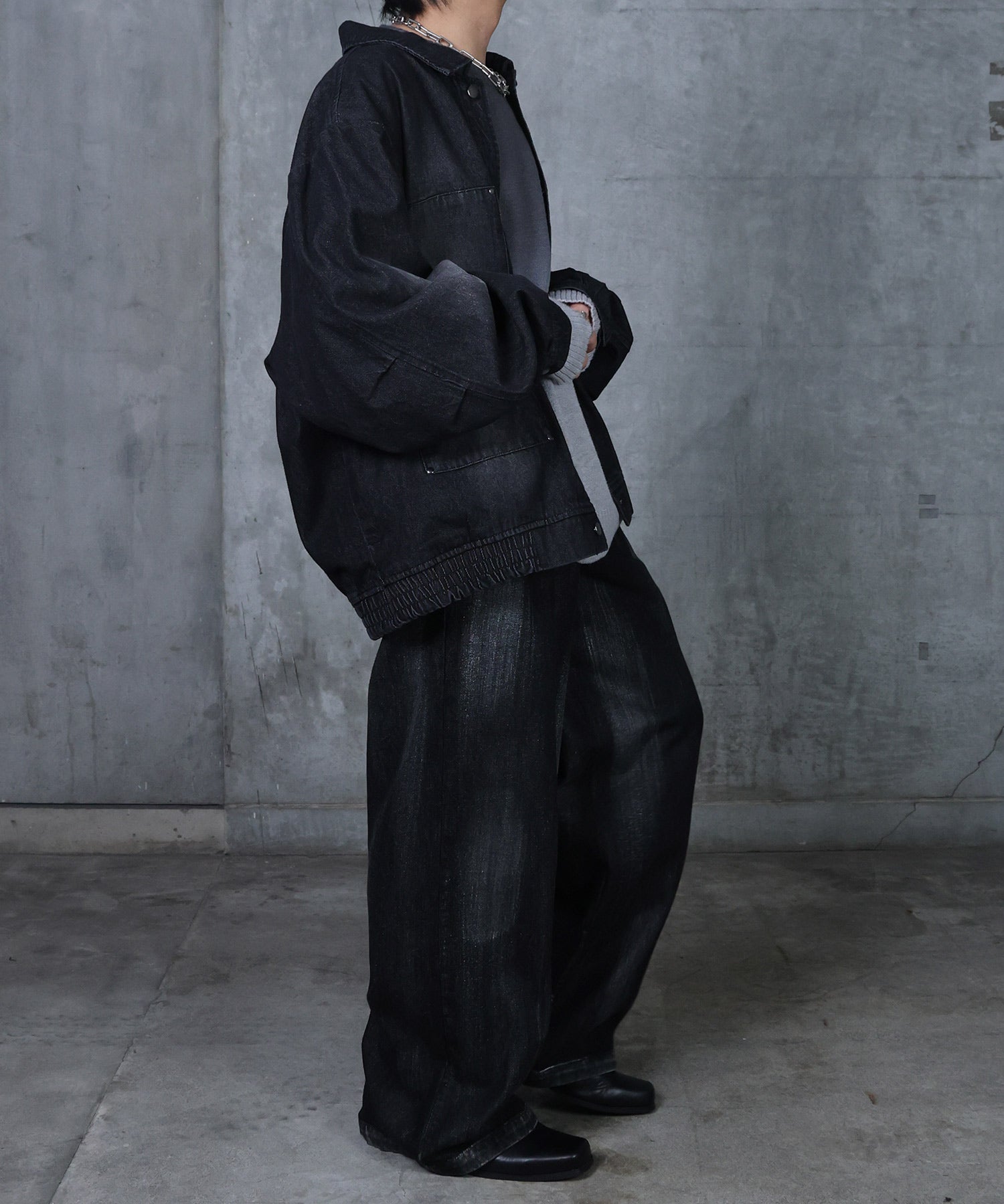 ビッグシルエット ヴィンテージライク ダブルポケット デニムブルゾン