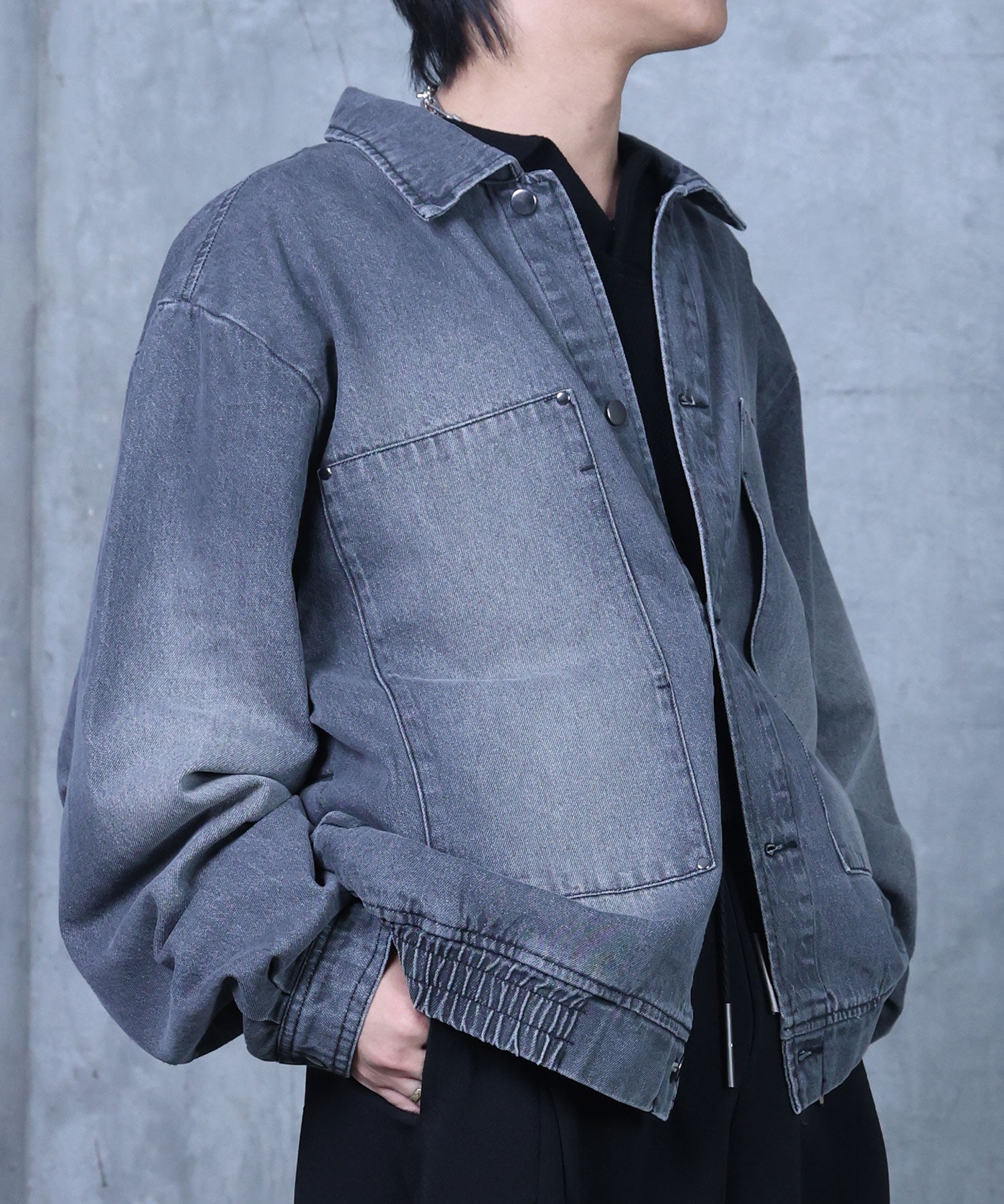 ビッグシルエット ヴィンテージライク ダブルポケット デニムブルゾン
