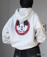 【Disney / ディズニー】ミッキー ワンポイント刺繍 / バックプリント ビッグシルエットプルオーバーフーディー パーカー