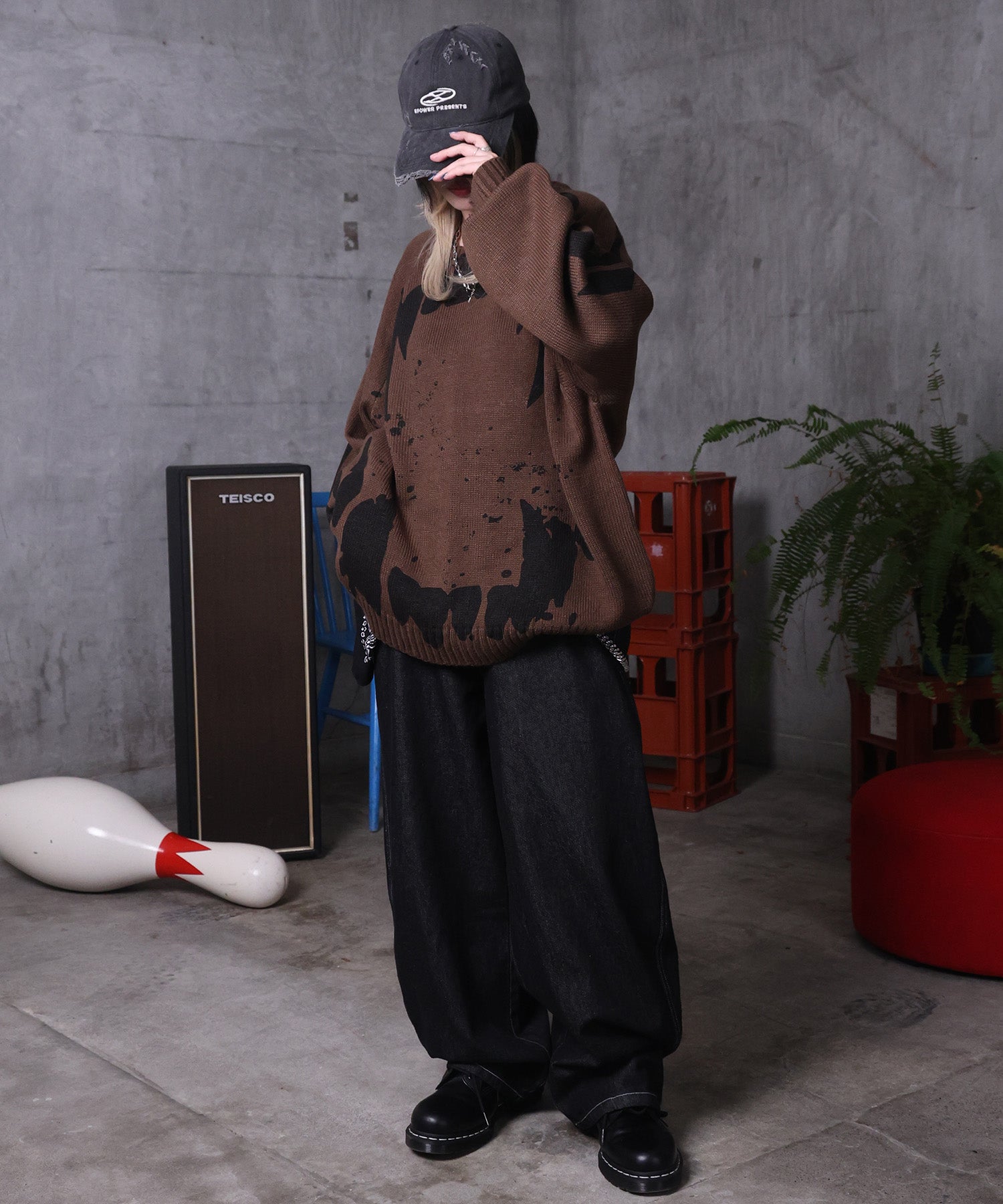 バレルレッグ リジット デニムパンツ