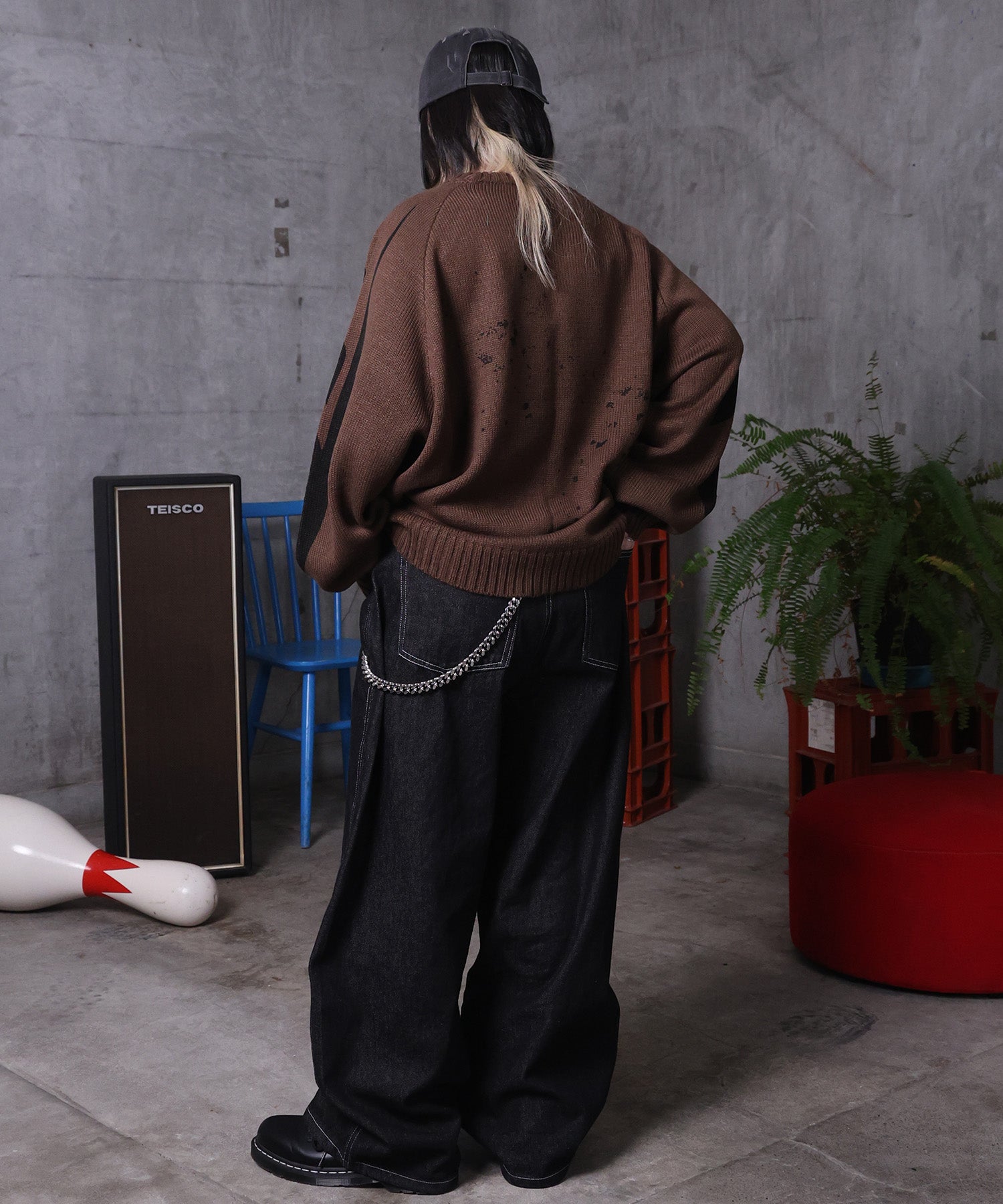 バレルレッグ リジット デニムパンツ